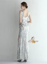 Sequins V-neck Beading Prom Dress