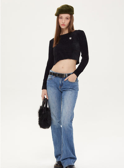 Open-back Imitation Mink Wool Knitted Sweater