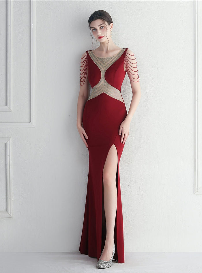 Split Beading Mermaid Prom Dress