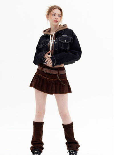 Short Raw Lapels Denim Jacket