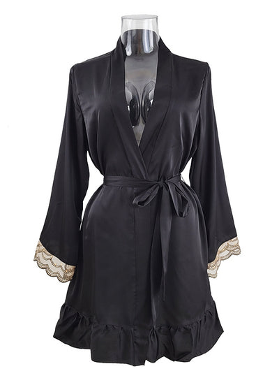 Sexy Lace Satin One Piece Nightgown Pajamas