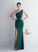 One Shoulder Split Prom Dress