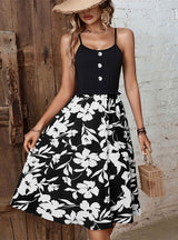 Holiday Flower Stitching Sling Dress