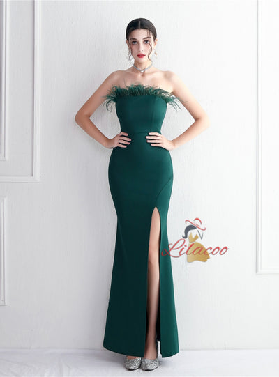 White Mermaid Off the Shoulder Split Prom Dress