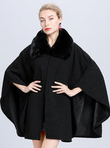 Women's Wool Cardigan Granular Cloak Coat