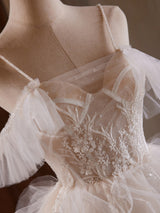 White Tulle Spaghetti Straps Homecoming Dress