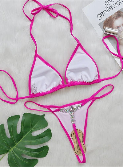 Sexy Crystal Diamond Love Heart Bikini