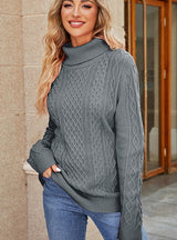 Turtleneck Twist Solid Color Knitted Sweater