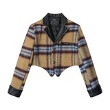 Irregular Plaid Cotton Coat