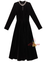 Black Velvet Long Sleeve Mother of the Bride Dress