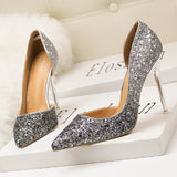 Thin High-heeled Sequined Pointed Shoes