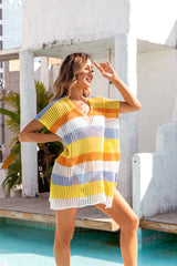 Loose Color Matching Bikini Cover Up