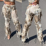 Tie-dyed Fringed Beggar Vasual Pants