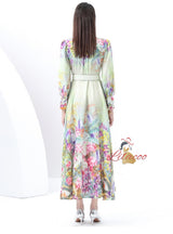 Retro Printed Long Sleeve Dress