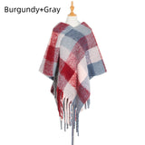Fringed Pullover Cloak Thickened Color Plaid Shawl