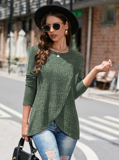 Fall/Winter Knitwear Crewneck Split Top