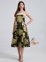 Jacquard Pearl Suspender Bow Stitching Dress