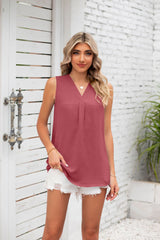 Solid Color V-neck Loose Chiffon Sleeveless Vest