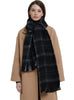 Women Black Plaid Scarf Shawl