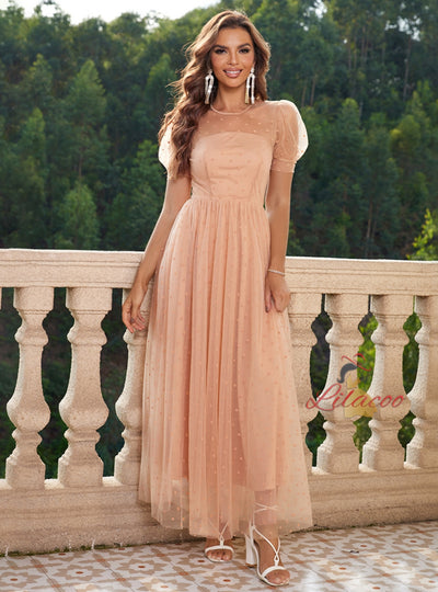 Black Tulle Puff Sleeve Party Dress