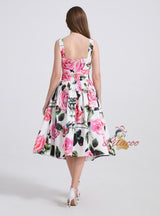 Printed Tube Top Suspender Vest Skirt Suit