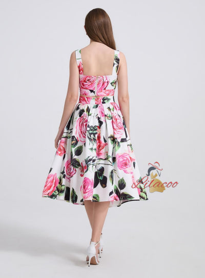 Printed Tube Top Suspender Vest Skirt Suit