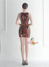 Burgundy Sequins Beading Mini Prom Dress