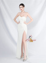 Mermaid Spaghetti Straps Pleats Prom Dress