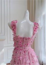 Pink Flower Sling Slim Dress