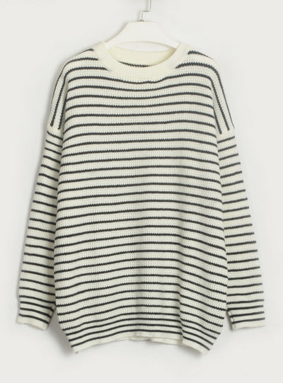 Striped Round Neck Casual Loose Sweater
