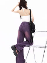 Vintage Purple Wide-leg Pants Jeans