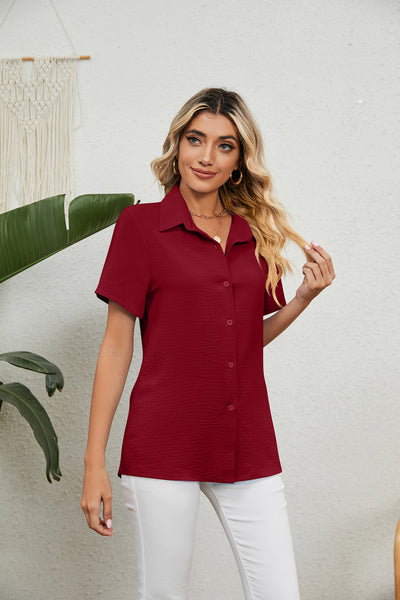 Casual Loose Short-sleeved V-neck Shirt