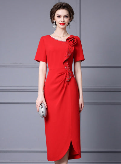 Burgundy Beading Mother Of The Bride Dress