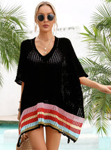 Loose Beachwear Stitching Hollow Bikini Cover Up