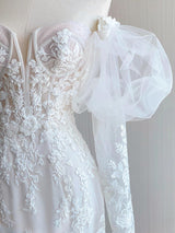 White Mermaid Tulle Lace Wedding Dress