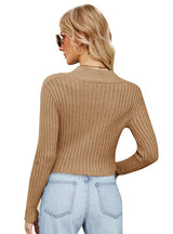 Solid Color Long Sleeve Slim Short Sweater