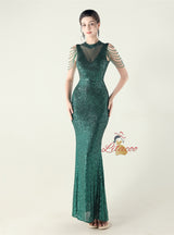 Mermaid Sequins Sleeveless Beading Prom Dress