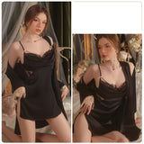 Satin Suspender Backless Nightdress Suit