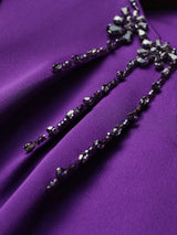 Purple Long Sleeve Beading Mother Of The Bride Dress