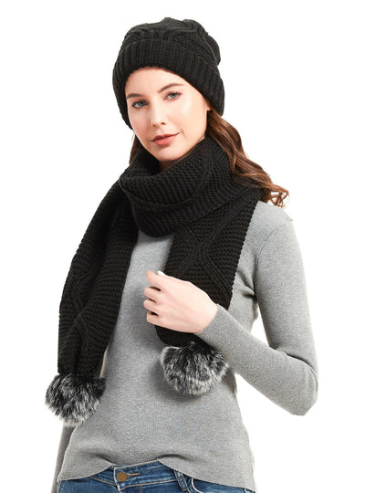 Wool Knitted Scarf Hat Suit