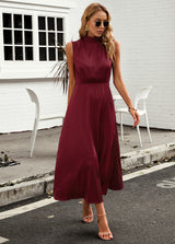 Solid Color Long Sleeveless Dress