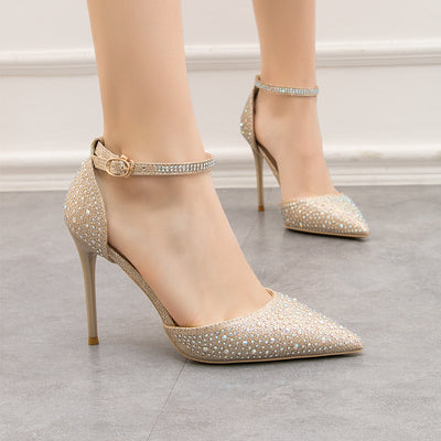 Thin High-heeled Pointed Rhinestone Wedding Shoes