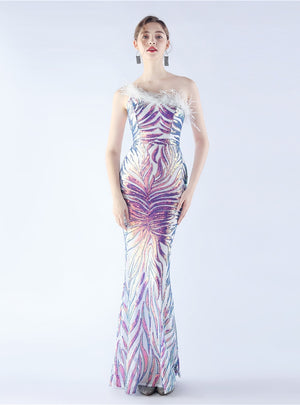 Mermaid Sequins One Shoulder Prom Dress