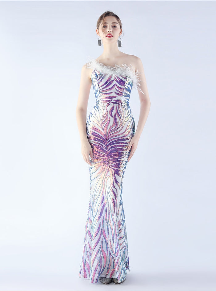 Mermaid Sequins One Shoulder Prom Dress