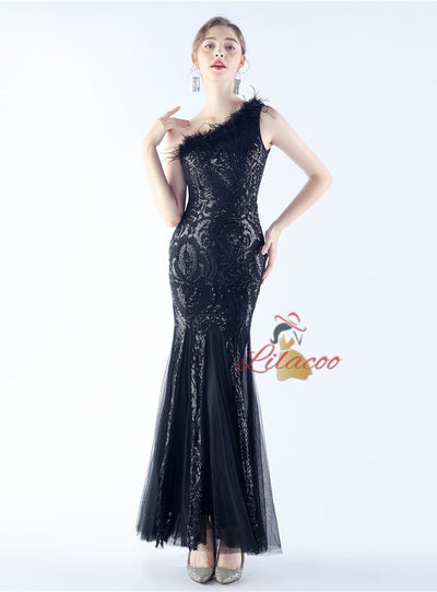 One Shoulder Mermaid Sequins Prom Dress