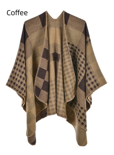 Fashion Cashmere Split Warm Shawl Cloak