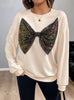 Festival Sequined Bow Round Neck Shirt