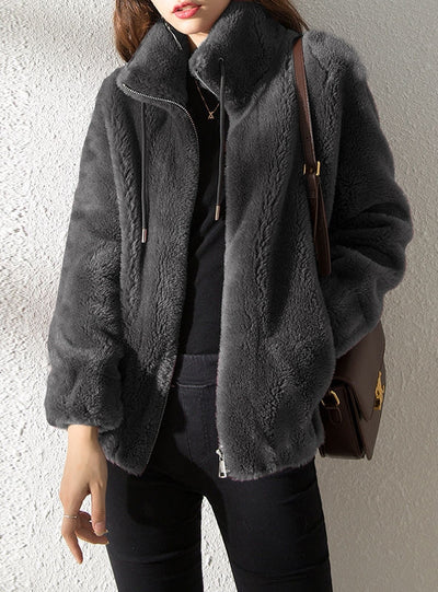 Imitation Lambswool Thick Turtleneck Coat