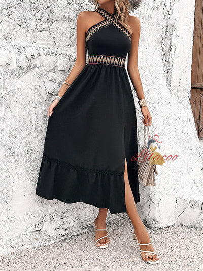 Women Summer Halter Split Dress