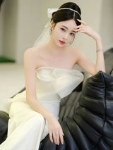 White Mermaid Strapless Wedding Dress